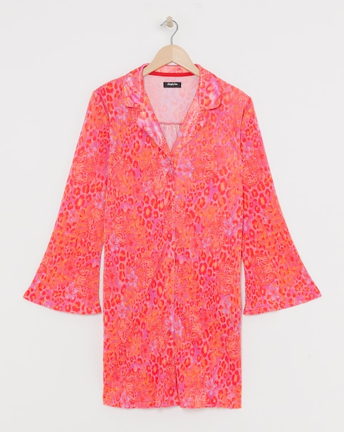 Button Through Plisse Night Shirt