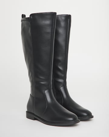 Deedee Stretch Panel Knee High Boots - Wide Fit (E) & Super Curvy Calf
