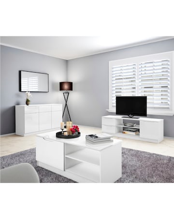 Sorrento Ready Assembled High Gloss Wide TV Unit