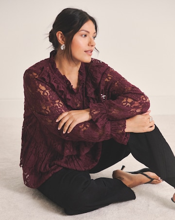 Burgundy Lace Peplum Blouse