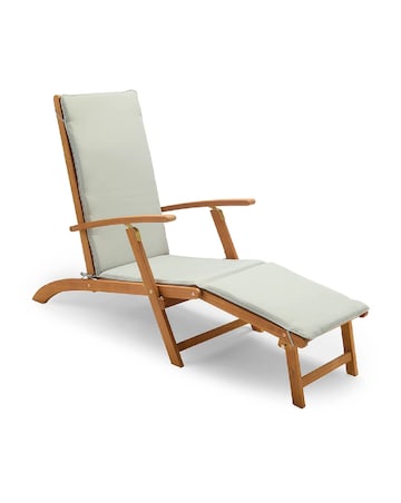VonHaus Hudson Grey Garden Adjustable Sun Lounger with Cushion