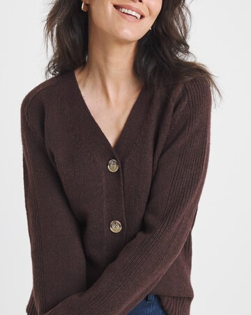 Blue V Neck Seam Detail Cardigan