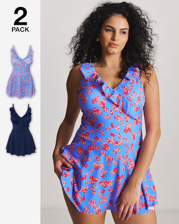 Simply Be Value 2 Pack Wrapover Ruffle Swimdresses