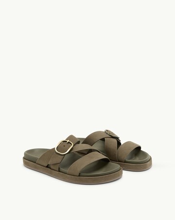 Nobodys Child Green Leather Chunky Suede Sliders - Standard Fit (D)