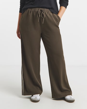 Chocolate Side Stripe Wide Leg Trousers