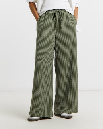 Simply Be Khaki Pinstripe Tie Waist Adjustable Peg Leg Trouser