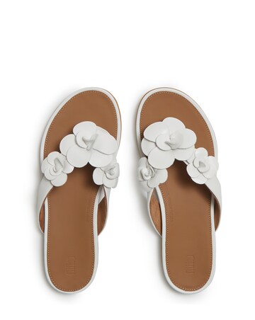 FitFlop White Gracie Flower Leather Flip-Flops - Standard Fit (D)