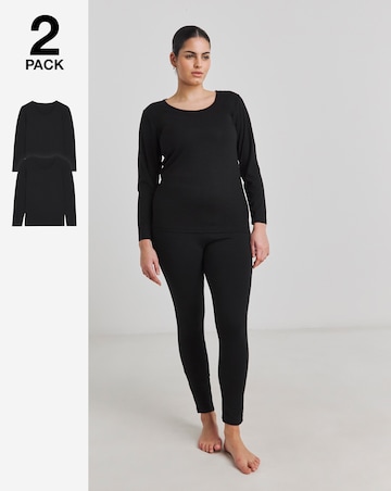 Pretty Secrets 2 Pack Thermal Long Sleeve Tops - Black