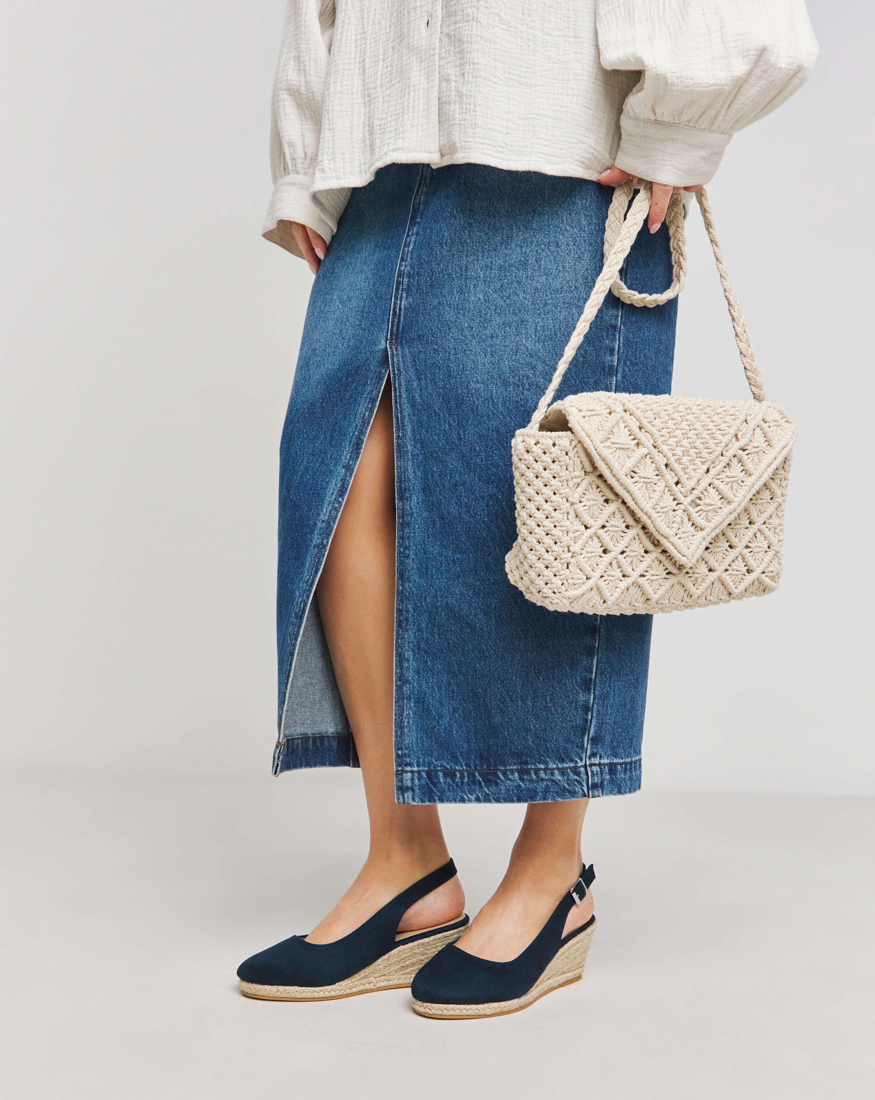 Miami Wedge Espadrille Slingback Sandals - Wide Fit (E)