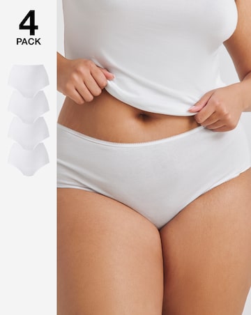 Pretty Secrets 4 Pack Value Cotton Full Brief Knickers -White