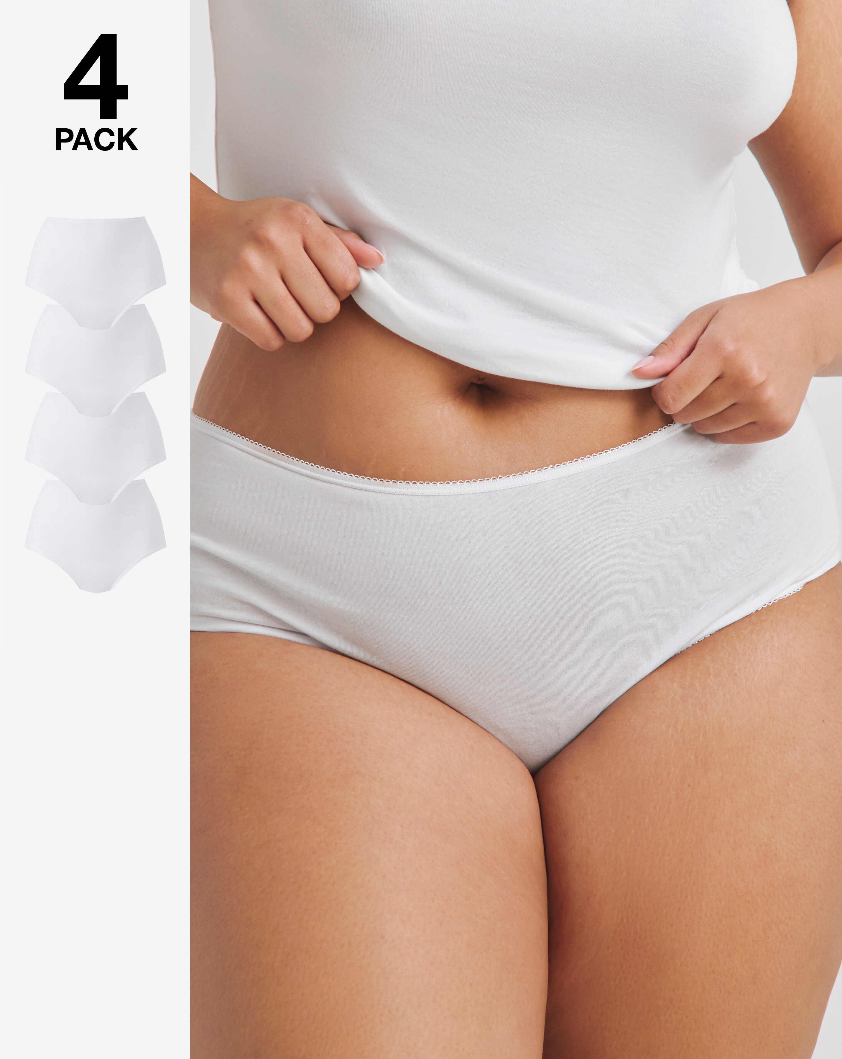 Pretty Secrets (4 Pack) Cotton Full Fit Knickers White