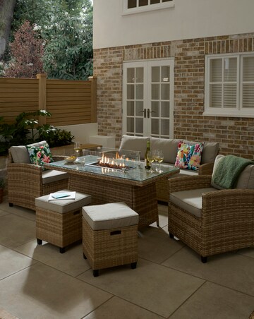 Valencia Lounge Dining Set With Firepit Table