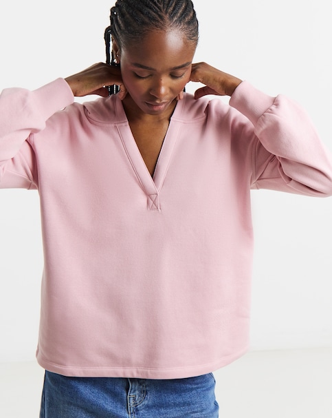 Dusty Pink V Neck Hoodie