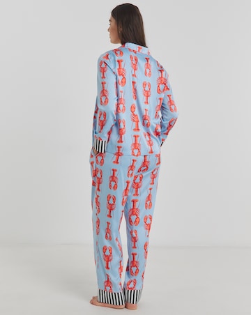 Chelsea Peers Woven Satin Lobster Stripe Pyjama Set