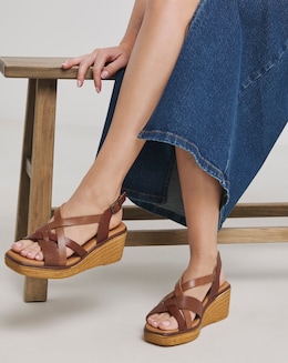 Magnolia Multi Strap Wedge Sandals - Wide Fit (E)