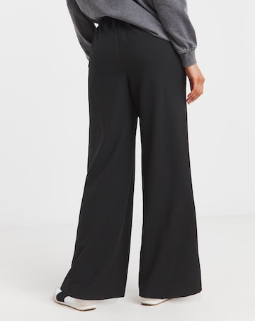 Black Drawcord Waist Relaxed Wide Leg Trousers