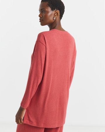 Soft Touch Ribbed V-Neck Longline Top