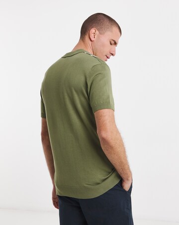 Stripe Open Neck Knitted Polo