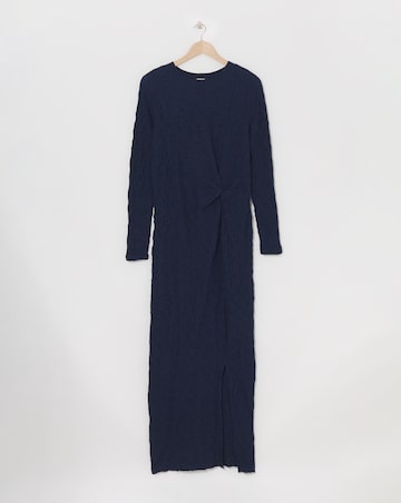 Simply Be Navy Textured Jersey Knot Detail Maxi Dress