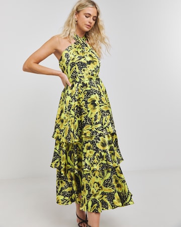 Joanna Hope Satin Tiered Maxi Dress