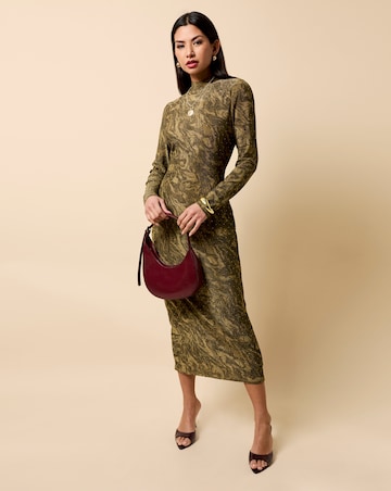 Little Mistress Gold Print Lurex Midaxi Dress