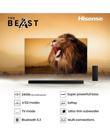 Hisense HS2100 2.1ch 240W Soundbar with DTS Virtual X and Wireless Subwoofer