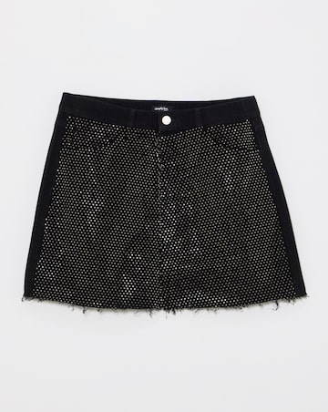 Black Embellished Mini Skirt