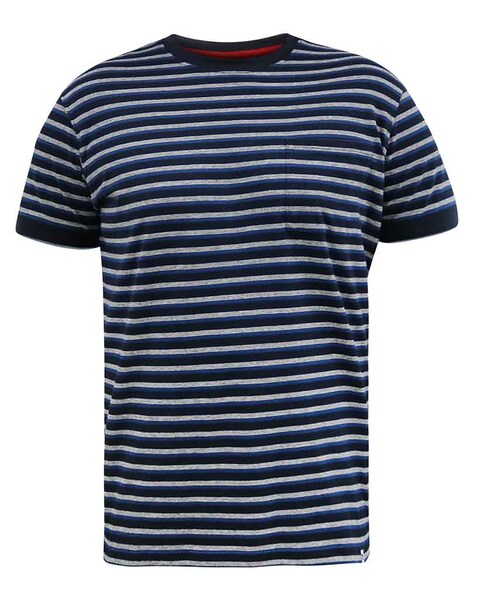 D555 Big And Tall Beamont Jacquard Stripe Crew Neck T-Shirt - Navy