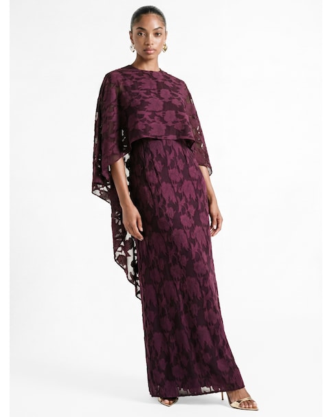 New In - Anaya Floral Burnout Cape Maxi Dress