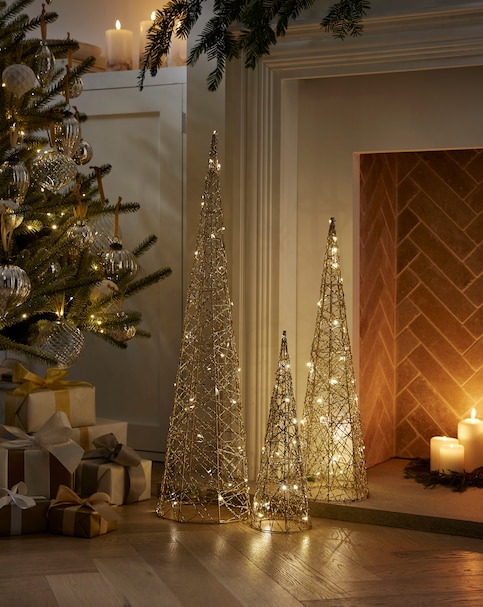 Set of 3 Shimmer Light Up Cone Trees
