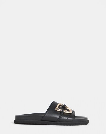 Utica Oversized Trim Leather Mule Sandals - Extra Wide Fit (EEE)