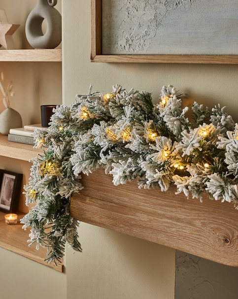 Aspen Pre-Lit Flocked Garland - 1.8m