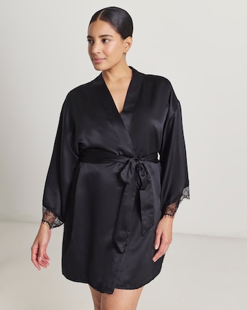 Ann Summers Cherryann Satin Lace Robe Black