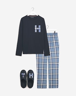 Tommy Hilfiger Navy Flannel Pyjama &amp; Slipper Set