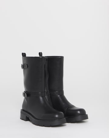 Flutter Chunky Biker Calf Boots - Extra Wide Fit (EEE)