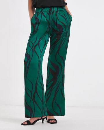 Printed Satin Wide Leg Trousers