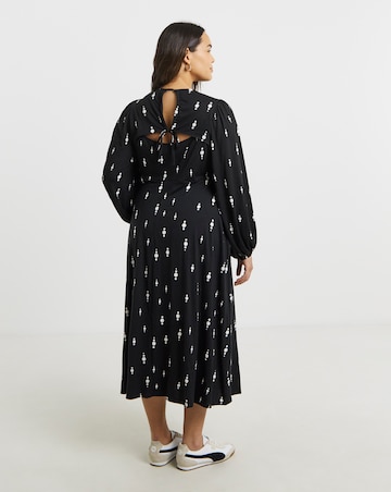 Simply Be Black Print Supersoft Midi Dress