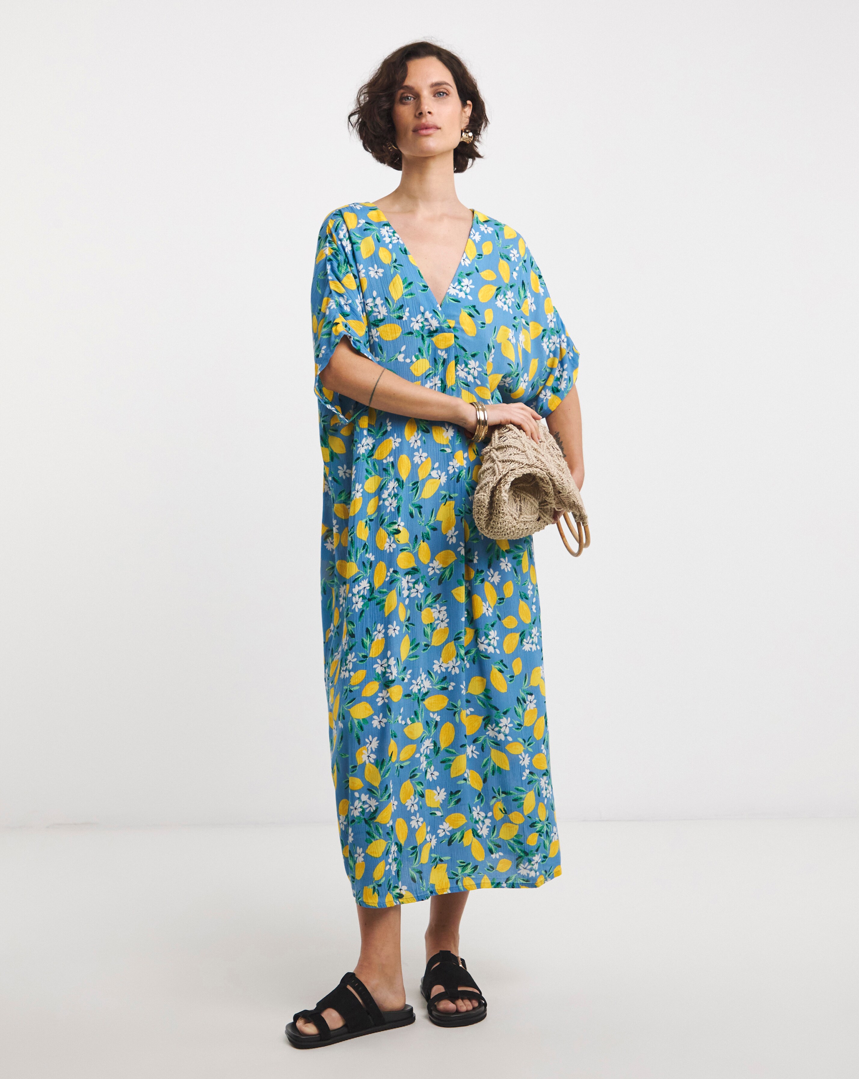 Crinkle Kaftan Overhead Midi Dress