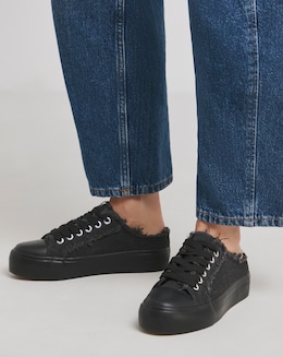 Bowie Raw Edge Slip on Trainers - Wide Fit (E)