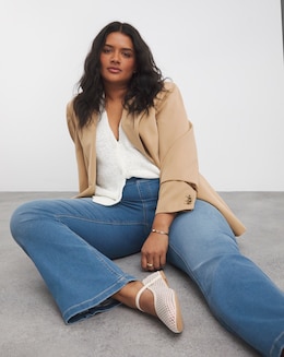 Simply Be Erin Mid Blue Pull On Bootcut Jeggings