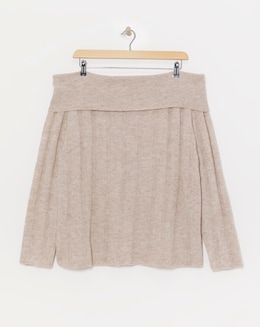 Oatmeal Rib Bardot Jumper