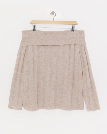 Oatmeal Rib Bardot Jumper