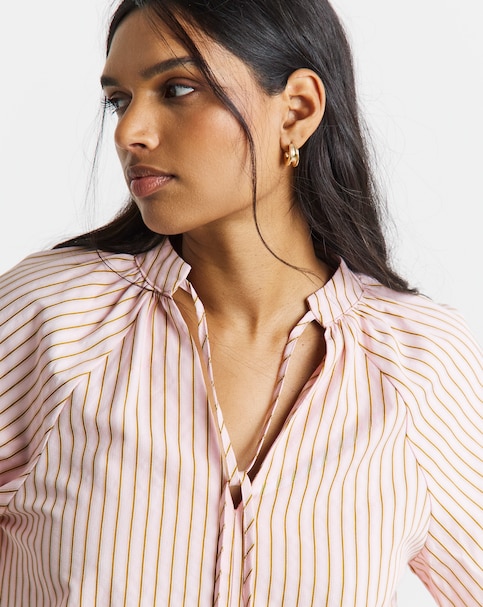 Long Sleeved Oversided Stripe Poplin Blouse