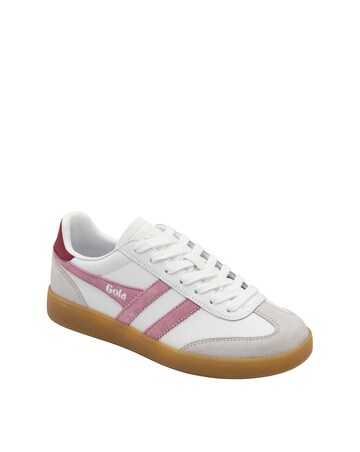 Gola Viper Leather Trainers - White/Candy/Deep Red/Gum