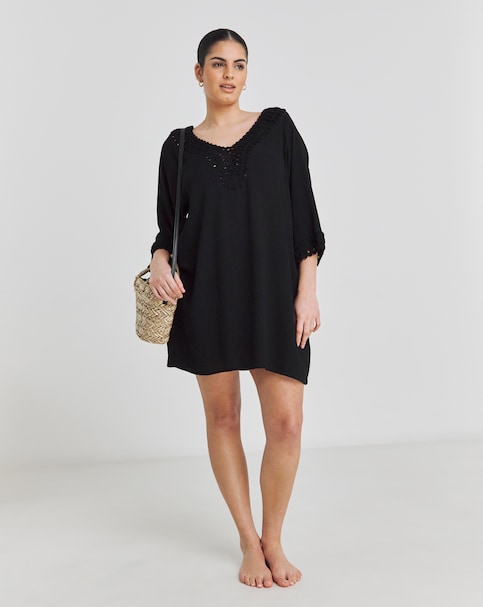 Hawaii Crochet Detail Mini Beach Dress