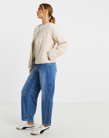 Simply Be Neutral Floral Jacquard Collarless Jacket