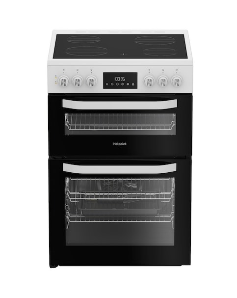 Hotpoint HDE6VDW 60cm Electric Double Cooker with Multiflow - White