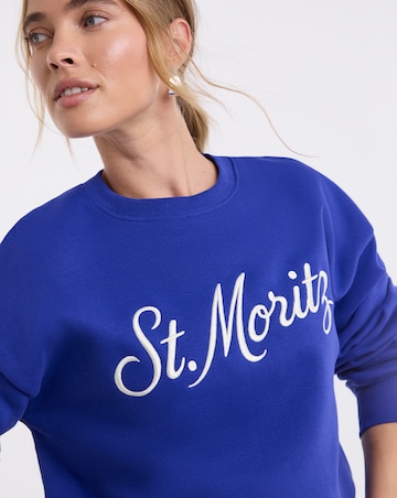 Cobalt Blue St Moritz Embroidered Sweatshirt