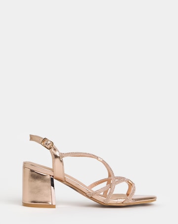 Ines Diamante Strappy Block Heeled Sandals - Wide Fit (E)