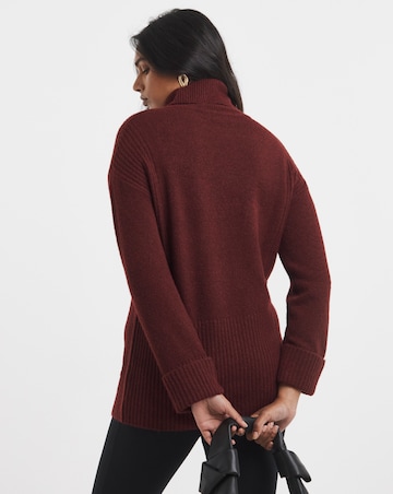 Cosy Yarn Wine Roll Neck Tunic